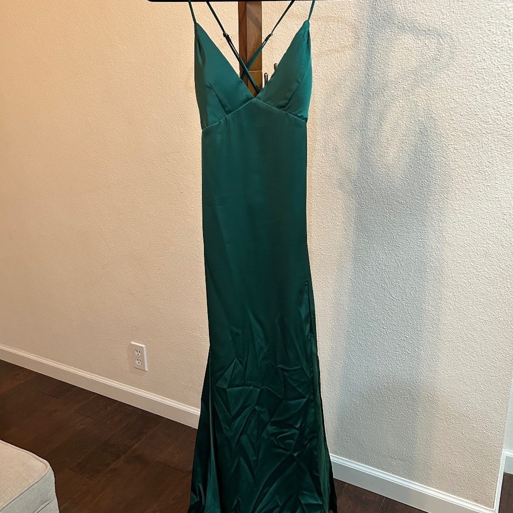 Satin green formal dress